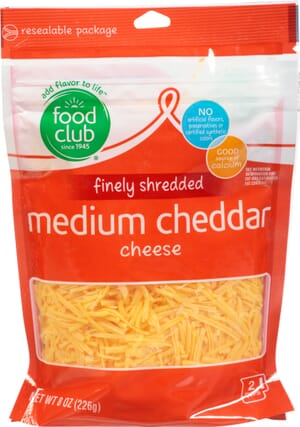 Food Club Medium Cheddar Finely Shredded Cheese 8 oz