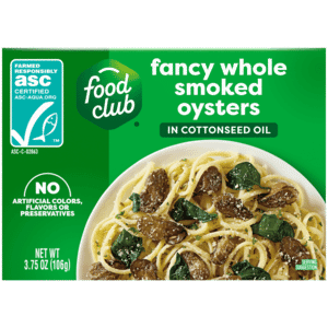 Food Club Fancy Whole Smoked Oysters in Cottonseed Oil 3.75 oz