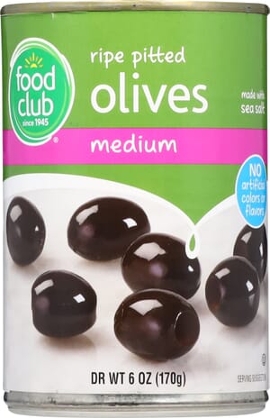 Food Club Ripe Pitted Medium Olives 6 oz