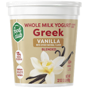 Food Club Blended Whole Milk Greek Vanilla Yogurt 32 oz