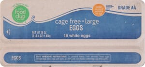 Food Club Cage Free White Eggs Large 18 ea