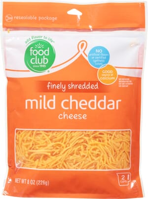 Food Club Mild Cheddar Finely Shredded Cheese 8 oz