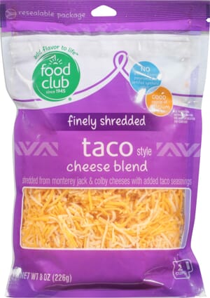 Food Club Finely Shredded Taco Style Cheese Blend 8 oz