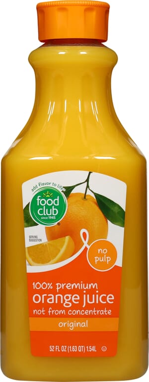 Food Club Original No Pulp 100% Premium Orange Juice 52 fl oz