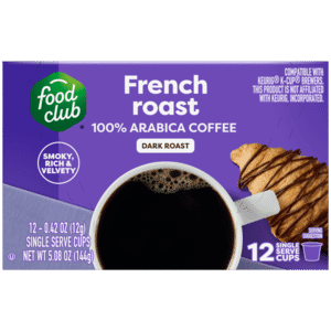 Food Club Dark Roast French Roast Coffee 12 – 0.42 oz Single Serve Cups