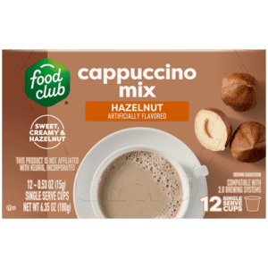 Food Club Hazelnut Cappuccino Mix 12 – 0.53 oz Cups