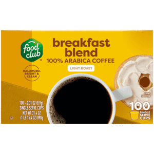 Food Club Light Roast Breakfast Blend Coffee 100 – 0.31 oz Single Serve Cups