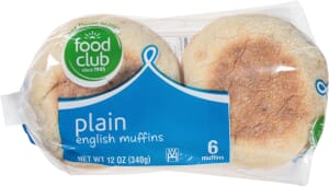 Food Club Plain English Muffins 6 ea