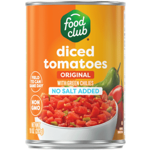 Food Club No Salt Added Original Diced Tomatoes with Green Chiles 10 oz