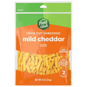 Food Club Thick Cut Mild Cheddar Shredded Cheese 8 oz