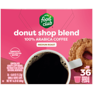 Food Club Medium Roast Donut Shop Blend Coffee 36 – 0.40 oz Single Serve Cups