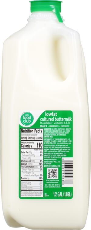 Food Club 1% Milkfat Lowfat Cultured Buttermilk 0.5 gal