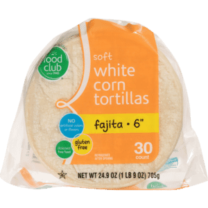 Food Club Soft Fajita White Corn 6 Inch Tortillas 30 Each