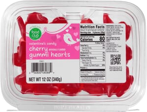 Food Club Gummi Hearts Cherry Valentine’s Candy 12 oz