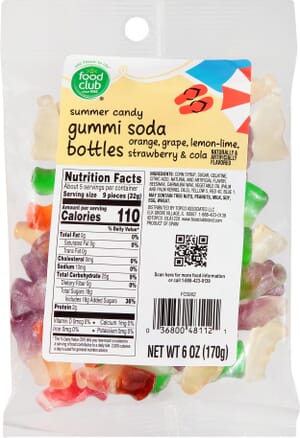 Food Club Gummi Sodas 6 oz