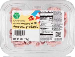 Food Club Strawberry Yogurt Frosted Pretzels 6 oz