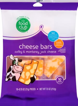 Food Club Colby & Monterey Jack Cheese Bars 10 ea