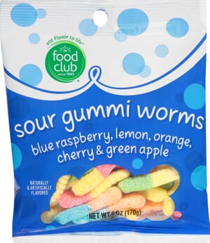 Food Club Sour Gummi Worms 6 oz