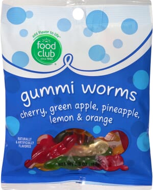 Food Club Assorted Flavors Gummi Worms 6.5 oz