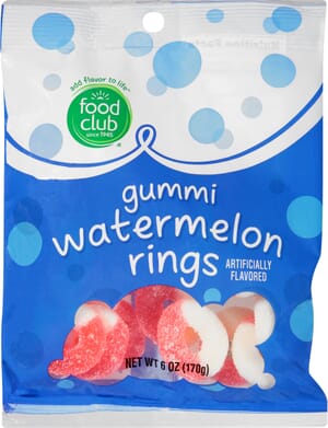 Food Club Watermelon Rings Gummi 6 oz Bag