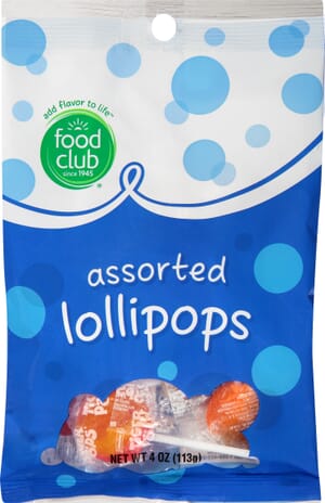 Food Club Assorted Lollipops 4 oz Bag