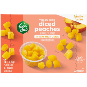 Food Club Yellow Cling Diced Peaches in Real Fruit Juice 12 – 4 oz Cups