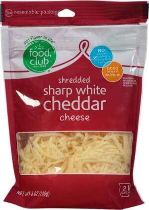 Food Club Sharp White Cheddar Shredded Cheese 8 oz