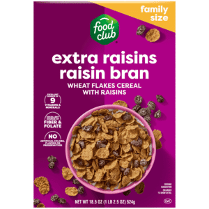 Food Club Extra Raisins Raisin Bran Family Size 18.5 oz