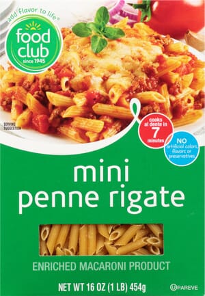 Food Club Mini Penne Rigate 16 oz