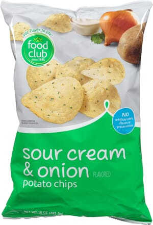 Food Club Sour Cream & Onion Flavored Potato Chips 10 oz