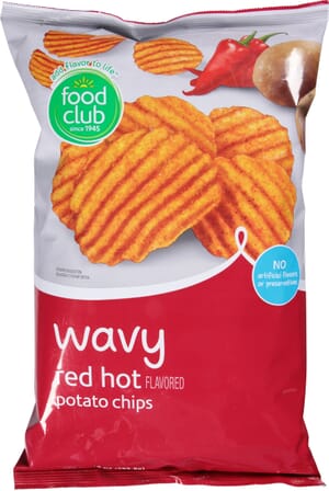 Food Club Wavy Red Hot Flavored Potato Chips 10 oz