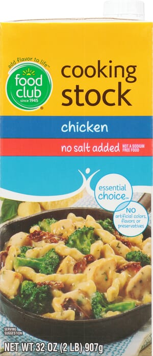 Food Club Essential Choice No Salt Added Chicken Cooking Stock 32 oz