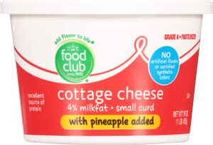 Food Club 4% Milkfat Small Curd Cottage Cheese with Pineapple 16 oz