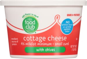 Food Club 4% Milkfat Minimum Small Curd Cottage Cheese with Chives 16 oz