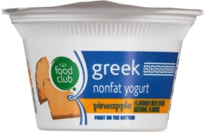 Food Club Fruit on the Bottom Nonfat Greek Pineapple Yogurt 5.3 oz