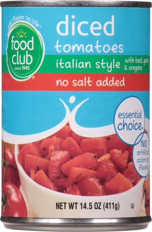 Food Club Essential Choice No Salt Added Italian Style Diced Tomatoes 14.5 oz