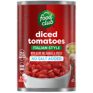 Food Club No Salt Added Diced Italian Style with Olive Oil Garlic & Spices Tomatoes 14.5 oz