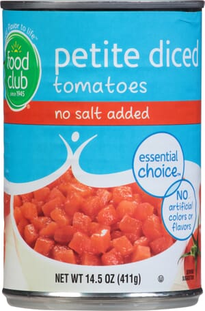 Food Club Essential Choice Petite Diced No Salt Added Tomatoes 14.5 oz