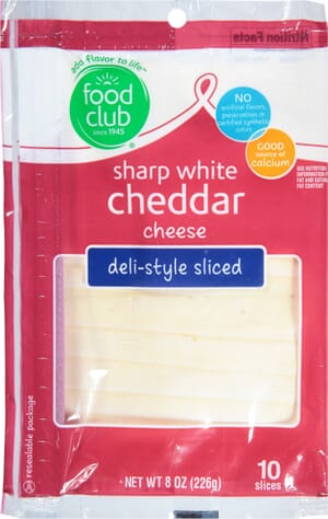 Food Club Deli-Style Sharp White Cheddar Cheese Slices 10 ea