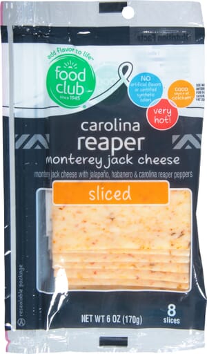 Food Club Sliced Monterey Jack Carolina Reaper Cheese 8 ea