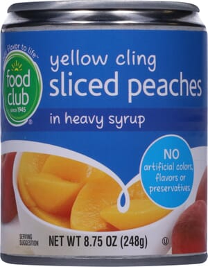 Food Club Yellow Cling Sliced Peaches in Heavy Syrup 8.75 oz