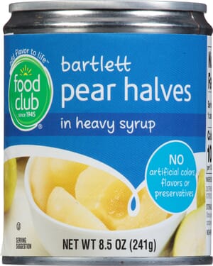 Food Club Bartlett Pear Halves in Heavy Syrup 8.5 oz