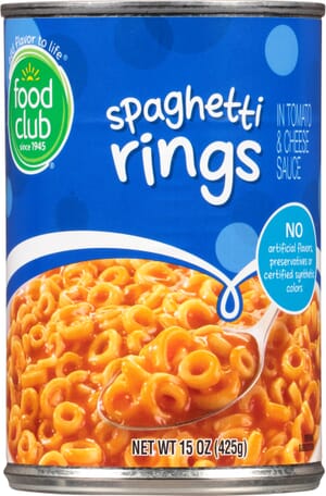 Food Club In Tomato & Cheese Sauce Spaghetti Rings 15 oz