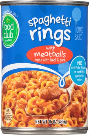 Food Club Spaghetti Rings in Tomato Sauce with Meatballs