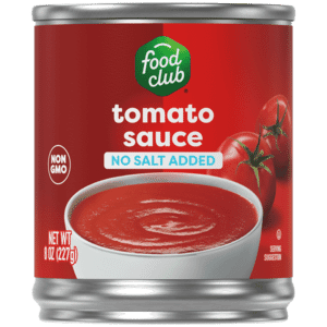 Food Club No Salt Added Tomato Sauce 8 oz