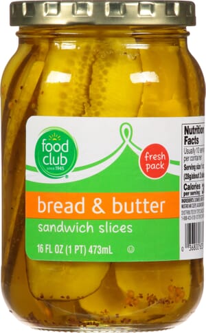 Food Club Sandwich Slices Bread & Butter Pickles 16 fl oz