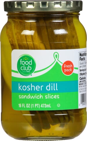 Food Club Sandwich Slices Kosher Dill Pickles 16 fl oz