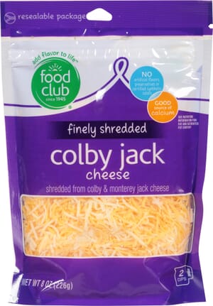 Food Club Finely Shredded Colby Jack Cheese 8 oz