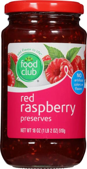 Food Club Red Raspberry Preserves 18 oz