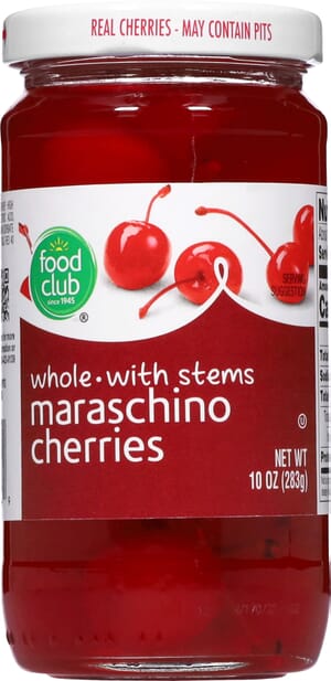 Food Club Whole Maraschino Cherries with Stems 10 oz